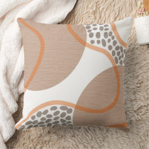 Rust Colour Geometric Earth Tones  Throw Pillow