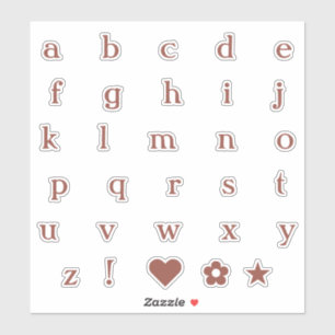 Rust Colour Lower Case Text Letters Alphabet Heart