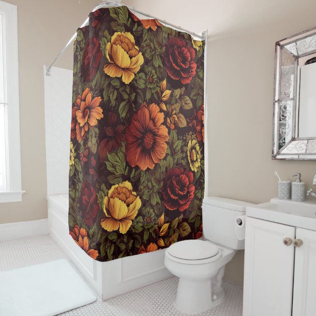 Rust Colour Vintage Floral Print (In Situ)