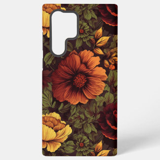 Rust Colour Vintage Floral Print Samsung Galaxy Case