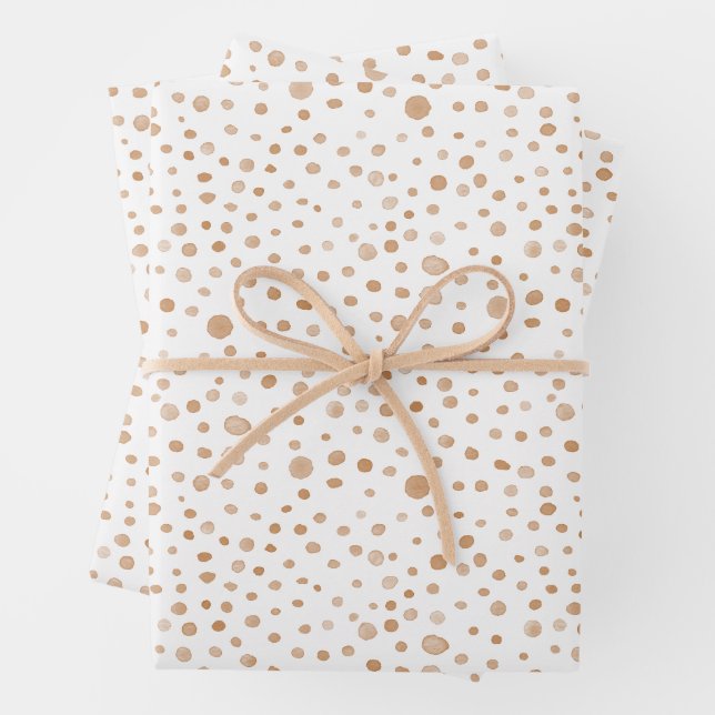 Rust Confetti Watercolor Dots Wrapping Paper (In situ)