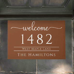 Rust copper family name personalized address  doormat
