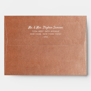 Rust Copper Faux Foil Effect with Return Address E Envelope