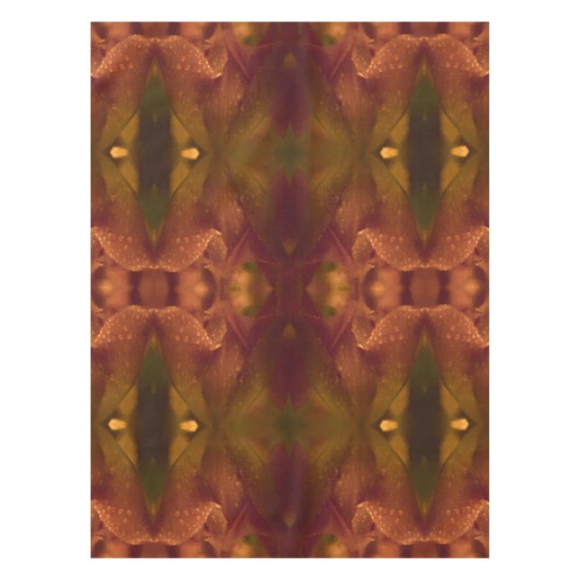 Rust Copper Green Yellow Abstract Tulip Tablecloth (Front)