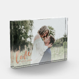 Rust Copper Romantic Love Personalized Couple Photo Block