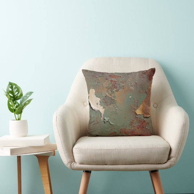 Rust Corrosion Cracked Peeling Paint Throw Pillow (Chair)