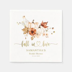 Rust Cream Pumpkin Fall in Love Bridal Shower  Napkin