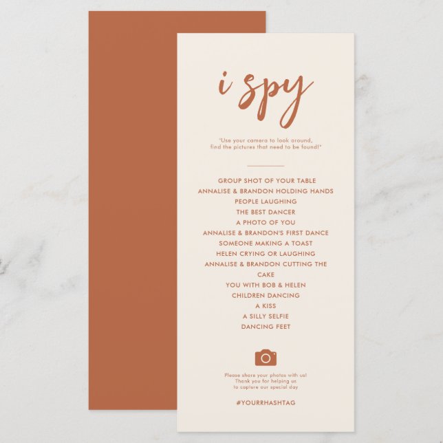 Rust Desert i Spy Wedding Hashtag Game Menu (Front/Back)