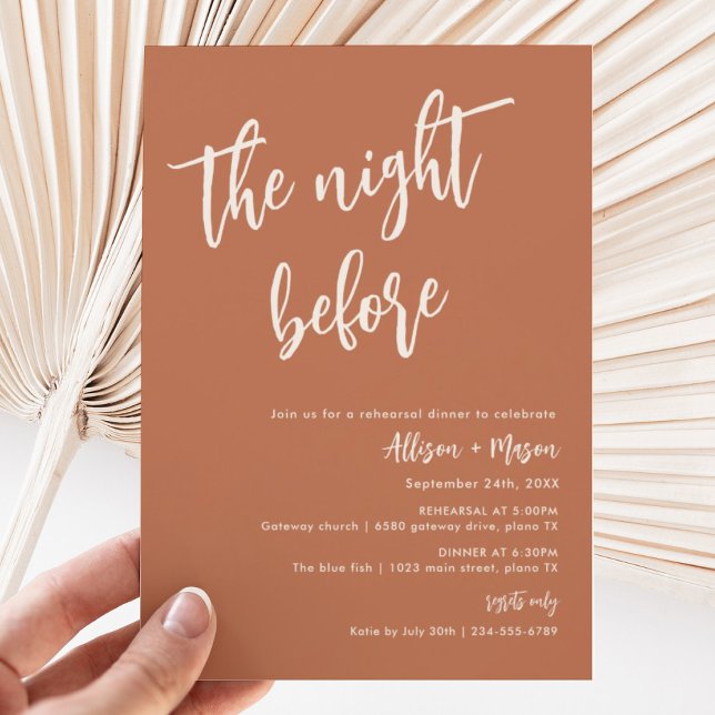 Rust Desert The Night Before Rehearsal Dinner Invitation (Creator Uploaded)