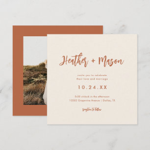 Rust Desert Wedding Square Photo Wedding  Save The Date