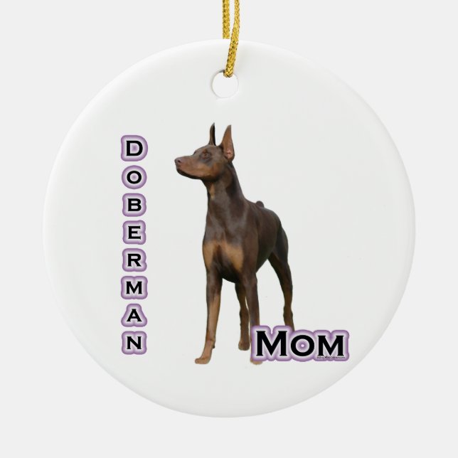 Rust Doberman Mom 4 - Keychain Ceramic Ornament (Front)