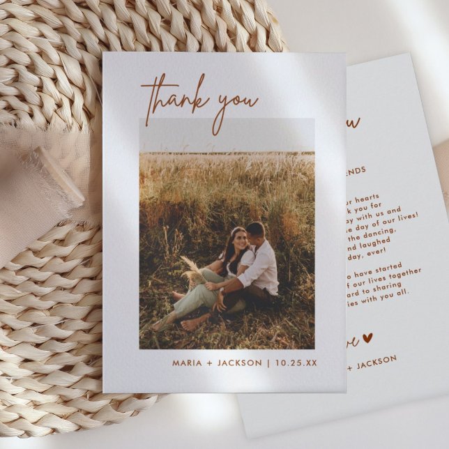 Rust Earthy Photo Wedding Thank You Cards (Creator Uploaded)