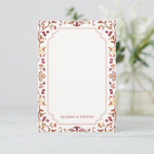 Rust Fall Vintage Botanical Floral Personalized Card
