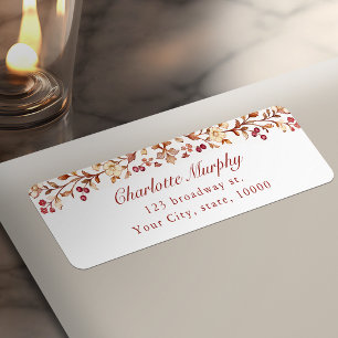 Rust Fall Vintage Botanical Floral return address