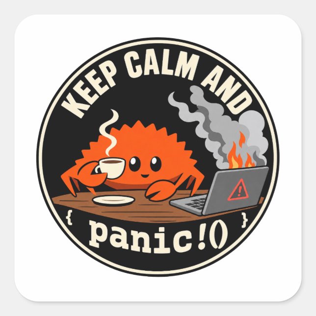 Rust Ferris Crab programming mascot Square Sticker (Front)