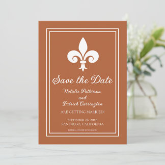 Rust Fleur de Lis Save the Date Invite