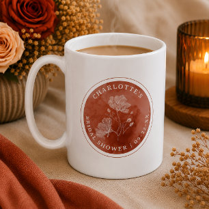 Rust Floral Bridal Shower Mug Favour