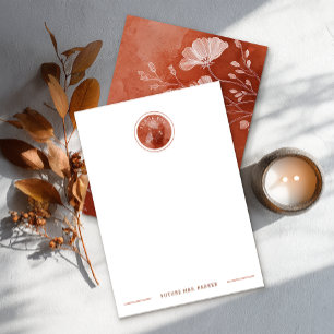Rust Floral Bridal Shower Thank You Note Card
