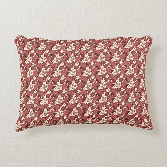 Rust Floral Leaf Pattern | Terracotta Botanical  Accent Pillow (Front)