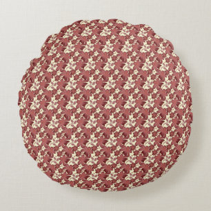 Rust Floral Leaf Pattern   Terracotta Botanical  Round Pillow