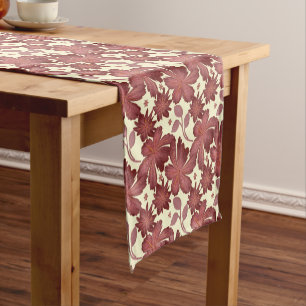 Rust Floral Leaf Pattern   Terracotta Botanical  Short Table Runner