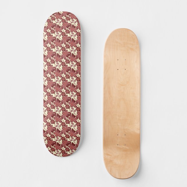Rust Floral Leaf Pattern | Terracotta Botanical  Skateboard (Front)