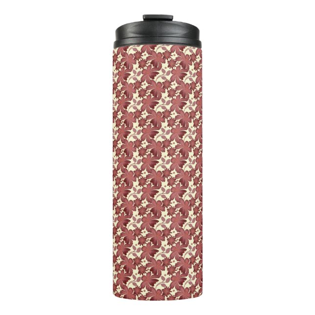 Rust Floral Leaf Pattern | Terracotta Botanical  Thermal Tumbler (Front)