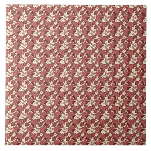 Rust Floral Leaf Pattern   Terracotta Botanical  Tile
