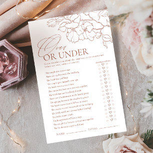 Rust floral Over or Under bridal shower game