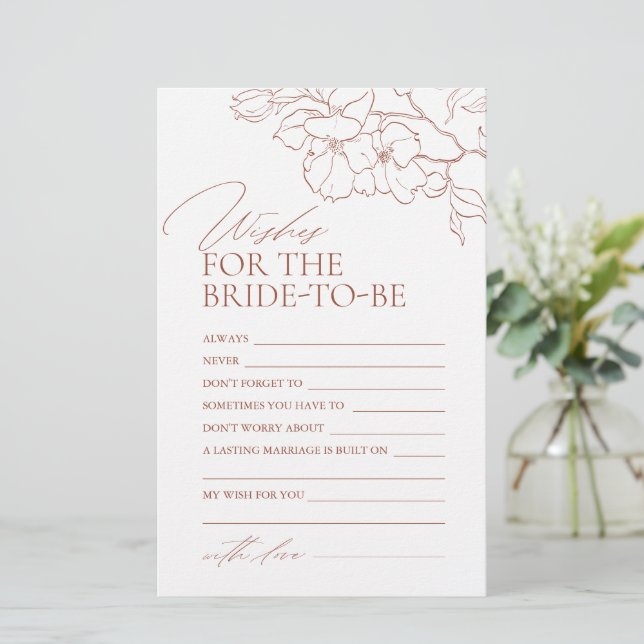 Rust floral wedding advice & wishes card (Standing Front)