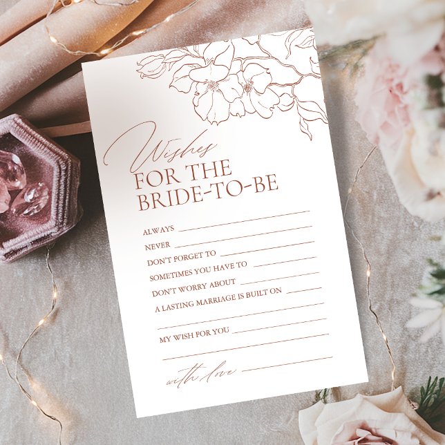 Rust floral wedding advice & wishes card (Rust floral wedding advice & wishes card)
