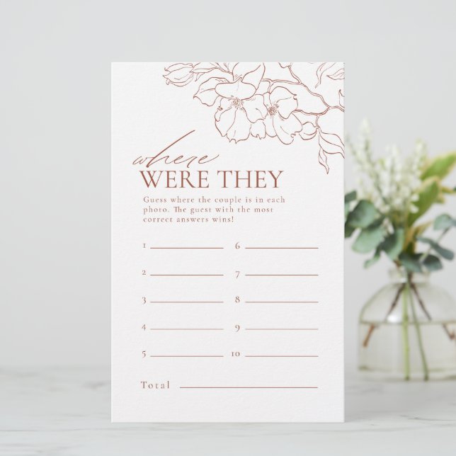 Rust floral where were they bridal shower game (Standing Front)