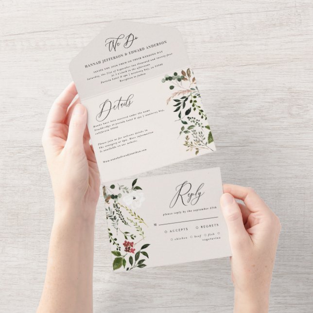 rust floral wreath fall all in one invitation (Tearaway)