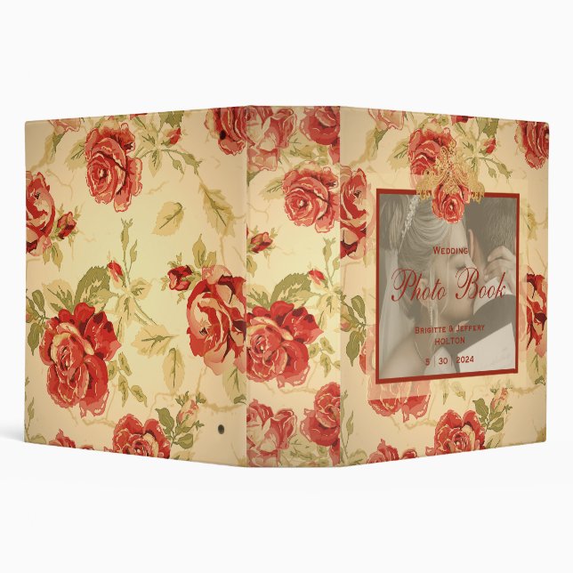 Rust floral yellow retro antique customizable binder (Background)