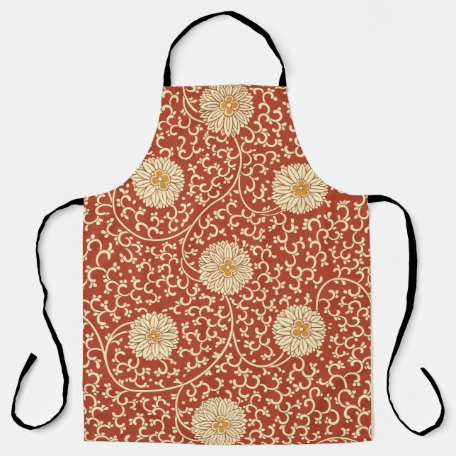 Rust Flowers All-Over Print Apron (Front)