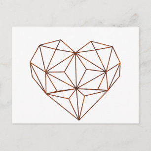 rust-geometric heart design postcard