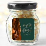 Rust Gold Agate Hunter Green Wedding Square Sticker<br><div class="desc">This elegant modern wedding sticker features a watercolor agate geode design in shades of rust and burnt orange,  trimmed with faux gold glitter. Easily customize the gold-coloured text on a hunter green background,  with the names of the bride and groom in handwriting calligraphy over a large ampersand.</div>