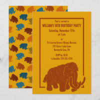 Rust & Gold Cartoon Woolly Mammoth Birthday Party