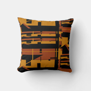 Rust Gold on Black Southwest Look Uneven Mosaics  Throw Pillow