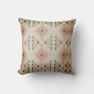 Rust Green Gray Southwest Tribal Pattern Throw Pillow