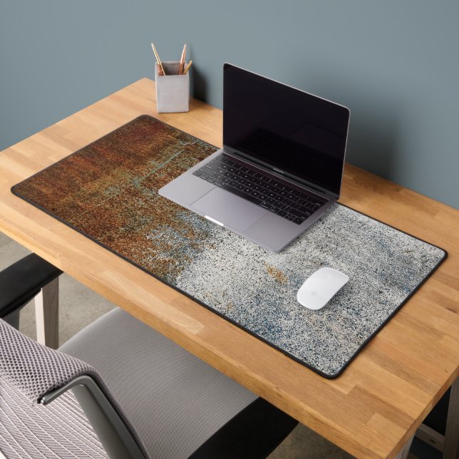 Rust & Grey Texture Distressed Grunge Urban Brown  Desk Mat (Office 2)
