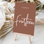 Rust Hand Scripted Table FOURTEEN Table Number<br><div class="desc">Simple and chic table number cards in earth tone rust brown and white make an elegant statement at your wedding or event. Design features "table [number]" in an eyecatching mix of classic serif and handwritten script lettering. Design repeats on both sides. Individually numbered cards sold separately; order each table number...</div>