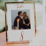 Rust Handwritten Script Wedding Photo  Table Number<br><div class="desc">An elegant modern handwritten calligraphy script in a rust colour with photo makes this an excellent addition and keepsake to your wedding table.  Easily personalize with your photo and number(s) of choice.</div>