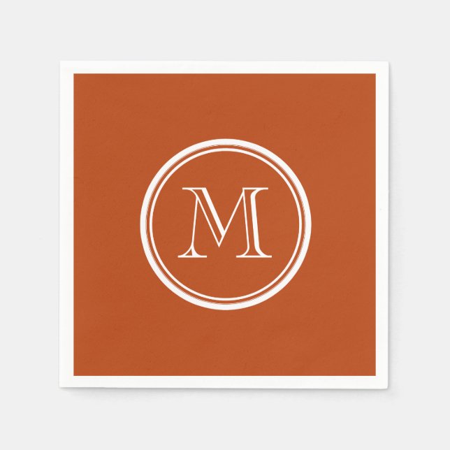 Rust High End Coloured Monogram Initial Napkin (Front)