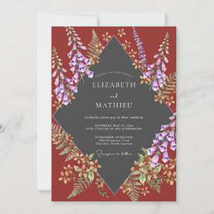 Rust Lavender Foliage Eucalyptus Wedding Invitation