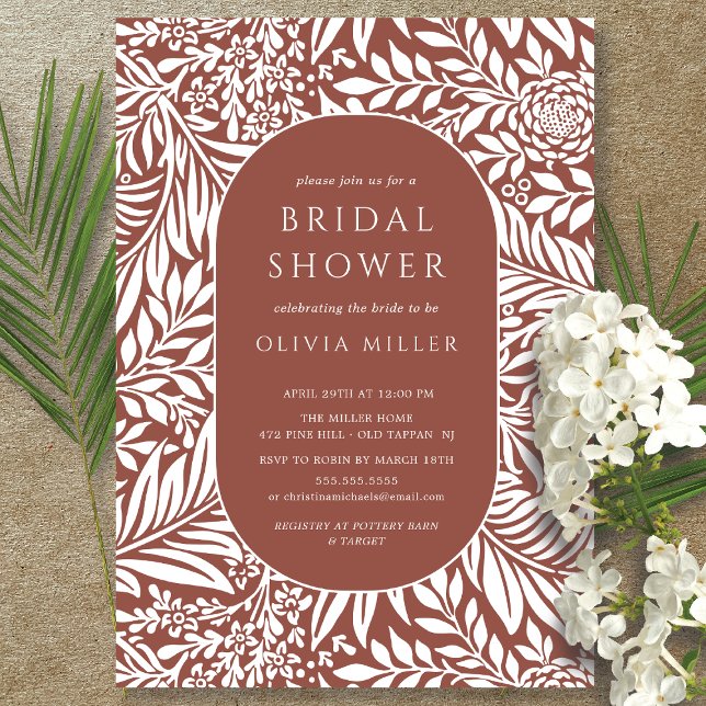Rust Leaf Floral Bridal Shower Invitation (Creator Uploaded)