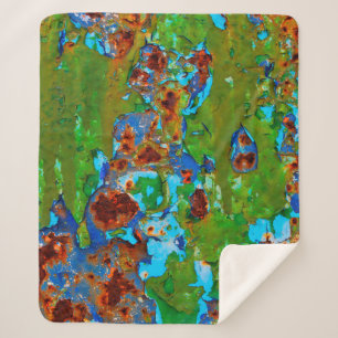 Rust Metal Peeling Paint Grunge Funny Decay Photo Sherpa Blanket