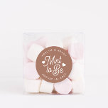 Rust | Mint to Be Personalized Wedding Favour Classic Round Sticker<br><div class="desc">Minty fresh wedding favour stickers feature "mint to be" in white script lettering accented with hearts,  on an earth tone terracotta rust background. Personalize with your names and wedding date.</div>
