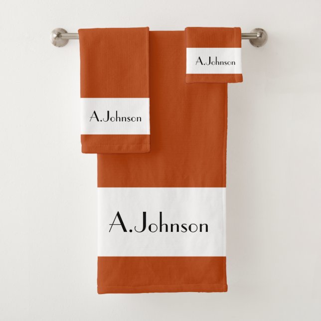 Rust Modern and Elegant Monogram Signature  Bath Towel Set (Insitu)