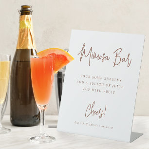 Rust Modern Handwritten Script Mimosa Bar Pedestal Sign